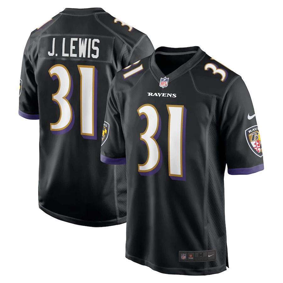 Men Baltimore Ravens 31 Jamal Lewis Nike Black Retired Player NFL Jersey
